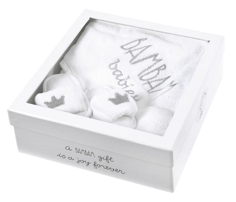 Coffret cadeau naissance cape de bain et chaussons (2 pièces) BAMBAM