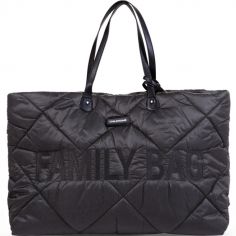 Sac à langer à anses Family bag matelassé noir - Childhome