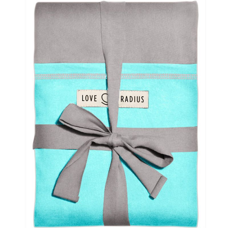 Echarpe de portage L'Originale gris clair poche turquoise Love Radius