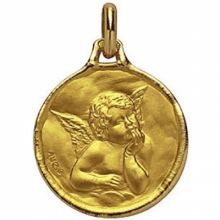 Médaille ronde Ange de Raphaël 18 mm (or jaune 750°)  par Maison Augis