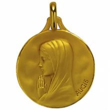 Médaille ronde Vierge mains jointes 16 mm (or jaune 750°)  par Maison Augis