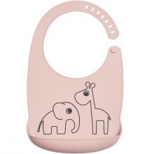 Bavoir silicone avec poche Deer friends rose  par Done by Deer