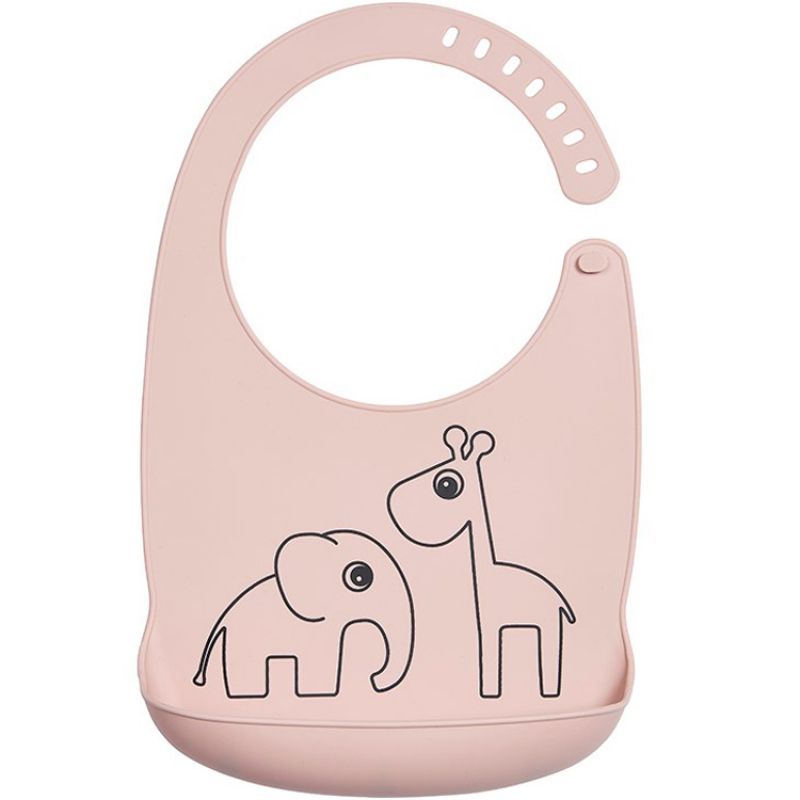 Bavoir silicone avec poche Deer friends rose Done by Deer