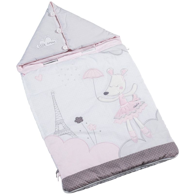 Nid d'ange passe sangle Lilibelle souris rose (80 cm) Sauthon