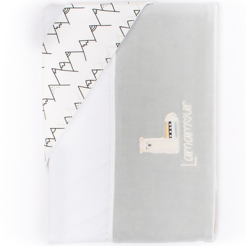 Parure drap de berceau + taie d'oreiller grise Lamamour (84 x 120 cm) Maison Nougatine