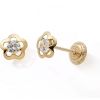 Boucles d'oreilles à vis Fleur argenté (or jaune 9 carats) - Baby bijoux