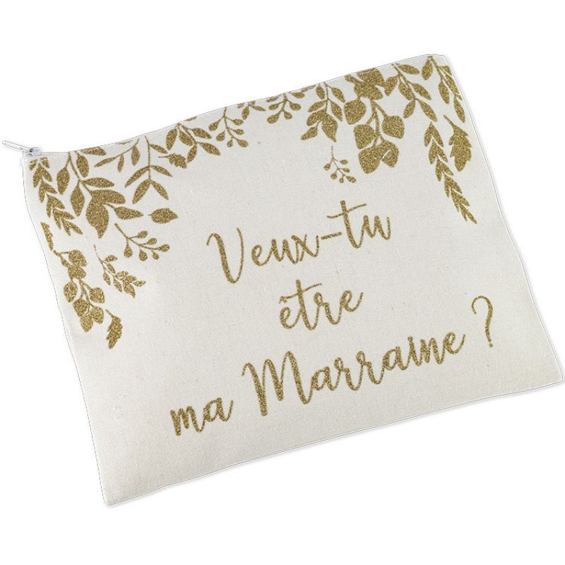 Pochette en lin Veux-tu être ma marraine ? Arty Fêtes Factory