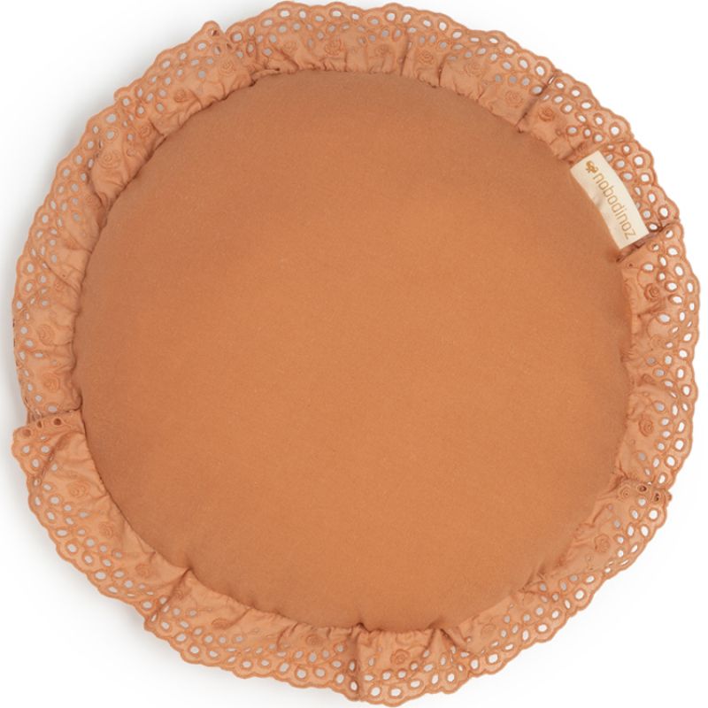 Coussin rond Vera broderie Sienna Brown (28 cm) Nobodinoz