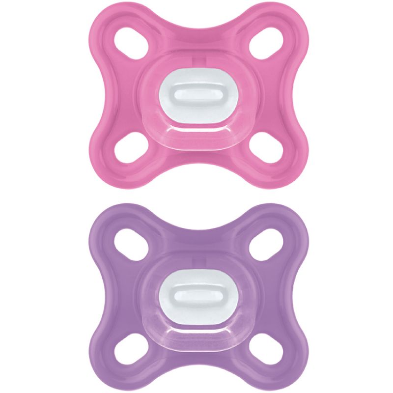 Lot de 2 sucettes en silicone Comfort rose et parme (0-2 mois) MAM Produit 1 grande taille