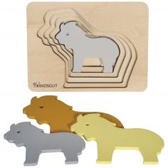 Puzzle en bois Lion (6 pièces) - Kindsgut
