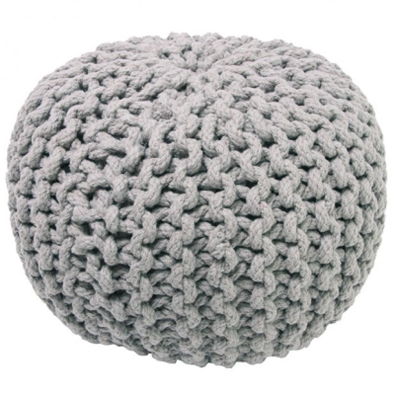 Pouf enfant tricoté Lili gris (30 x 20 cm) Nattiot