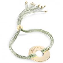 Bracelet cordon de soie Rainbow jeton (plaqué or)  par Petits trésors