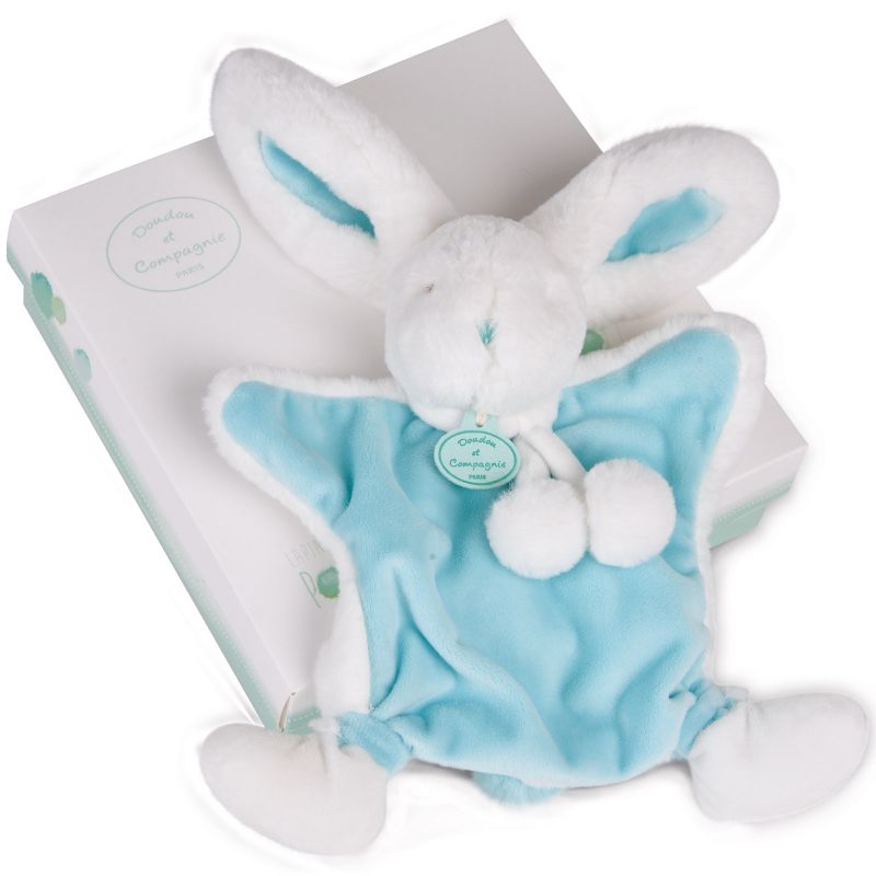 Doudou plat Lapin pompon amande (23 cm) Doudou et Compagnie
