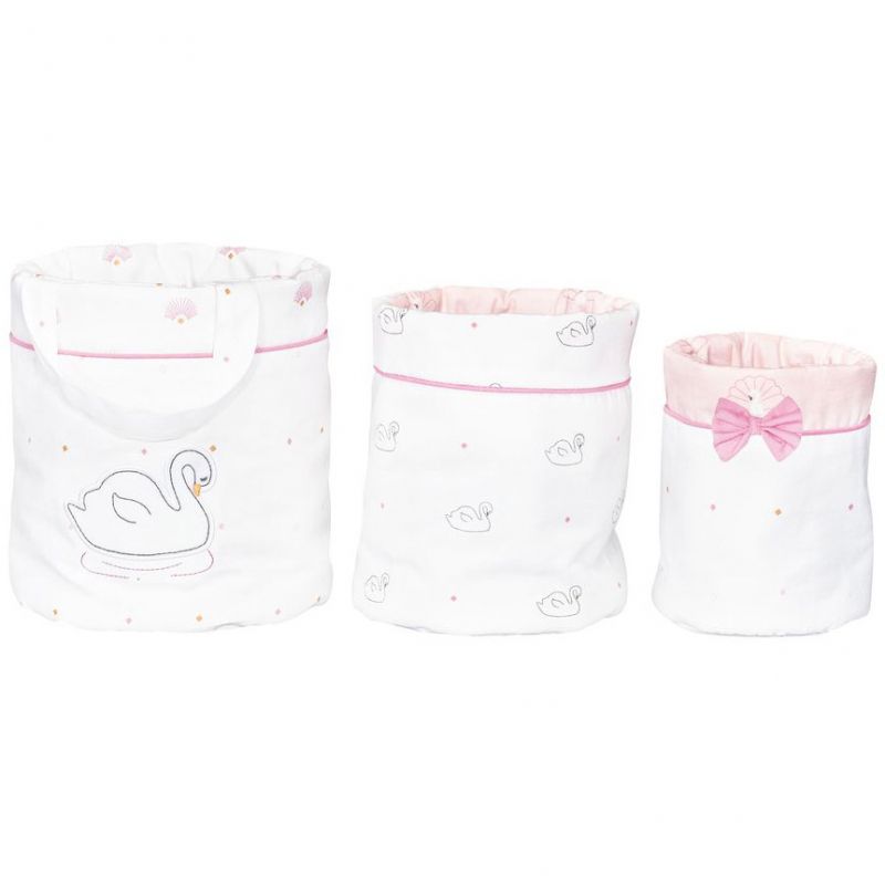Lot de 3 paniers de toilette cygne Baby Swan (18 x 21 cm) Sauthon