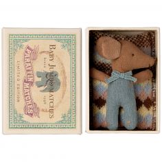 Souris bébé Sleepy wakey dans sa boîte Bleu - Maileg