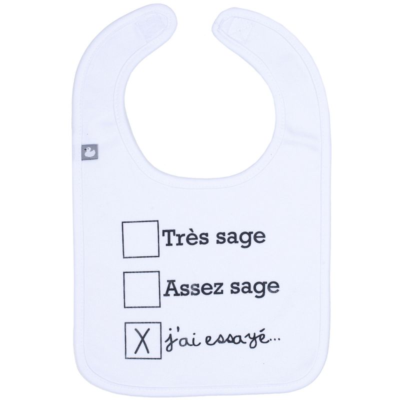 Bavoir à velcro Très sage, assez sage, j'ai essayé blanc BB & Co