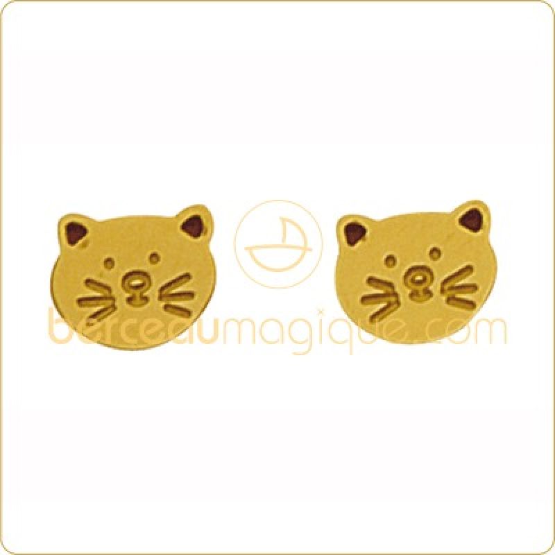 Boucles d'oreilles chat (Or jaune) Maison Augis