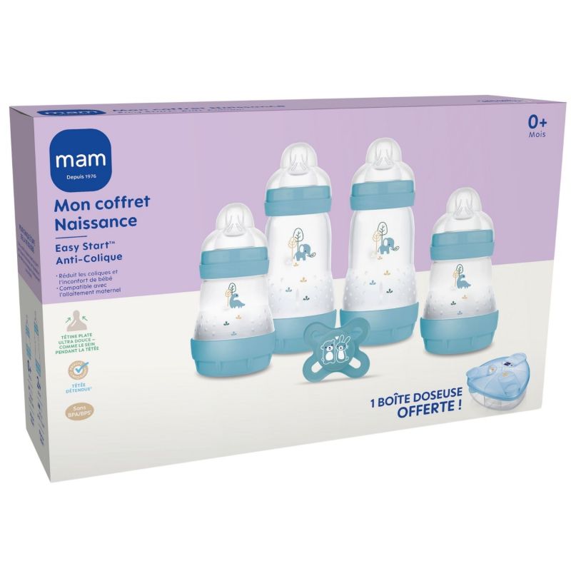 Coffret naissance Ocean (4 biberons+1 sucette+1 boîte doseuse) MAM Packaging 2