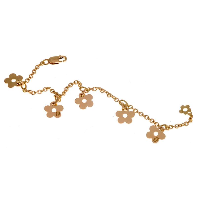 Bracelet à breloques 5 petites marguerites (or jaune 750° ou or blanc 750°) Loupidou