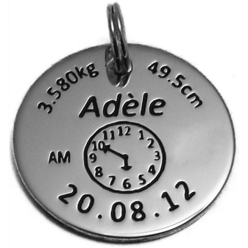Médaille de naissance ronde (plaqué argent rhodié) Alomi