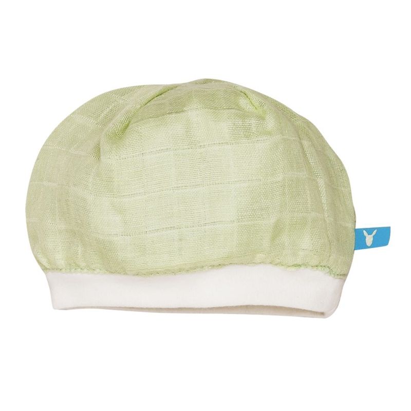 Bonnet naissance mousseline vert Wallaboo