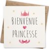 Carte Bienvenue princesse (13 x 13 cm) - La Poupette à paillettes