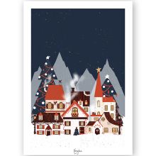 Affiche A4 Village de Noël  par Kanzilue