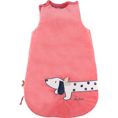 Gigoteuse chaude en veloudoux Amy & Zoé chien rose TOG 2.0 (70 cm) Noukie's