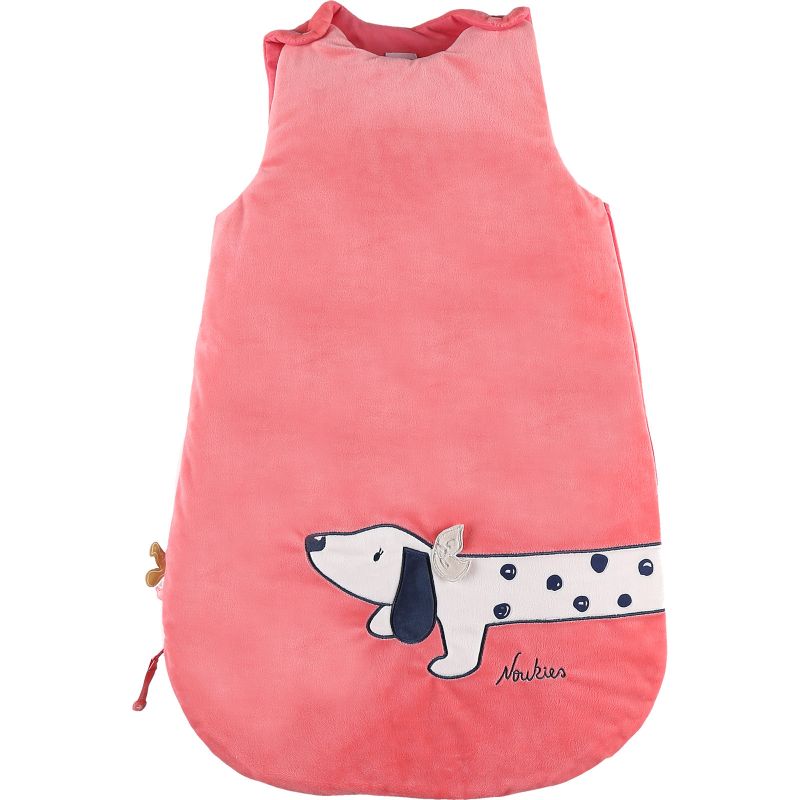 Gigoteuse chaude en veloudoux Amy & Zoé chien rose TOG 2.0 (70 cm) Noukie's