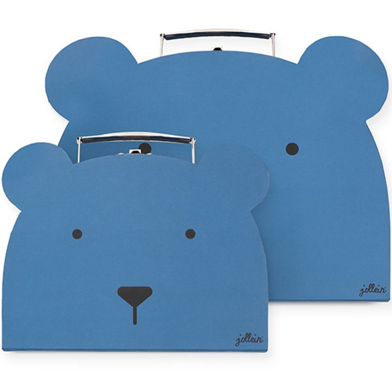 Lot de 2 valisettes décoratives ours bleu Jollein