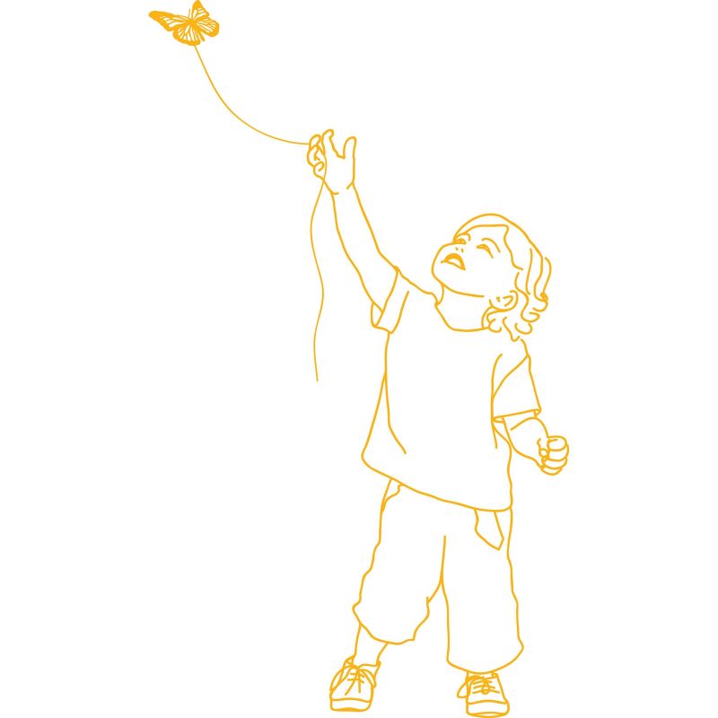 Sticker mural Thibault et son papillon (140  x 80 cm) Mimi'lou