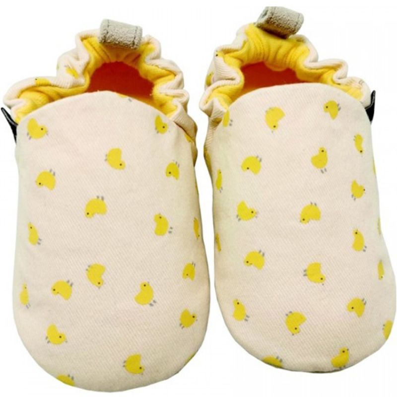 Chaussons en coton et cuir Les poussins (6-12 mois) Maison Petit Jour