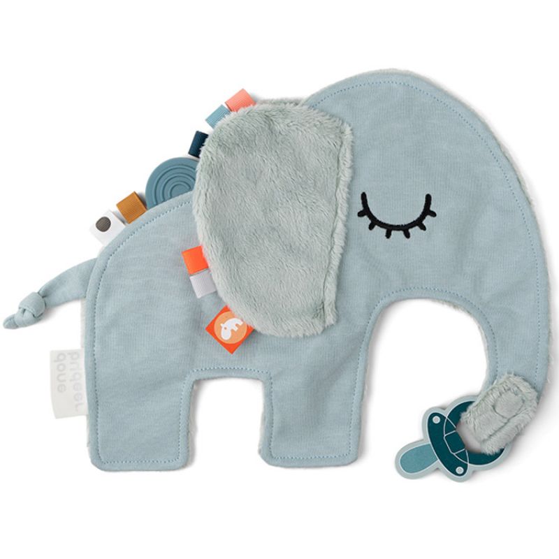 Doudou attache sucette éléphant bleu Elphee Done by Deer