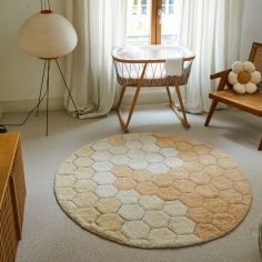 Tapis lavable rond Honeycomb Golden (140 cm)