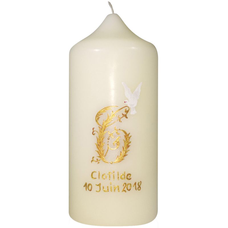 Bougie de baptême Lettrine dorée (personnalisable) Pascale Belenfant Chauveau