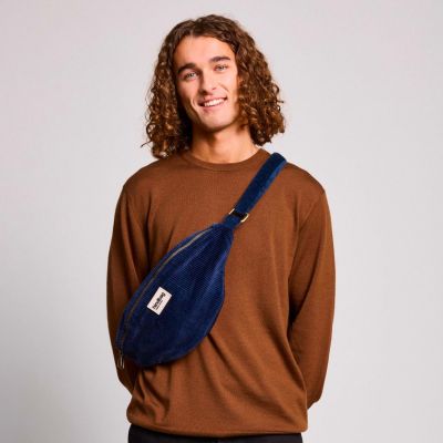 Sac banane Sasha L Velours Marine Hindbag
