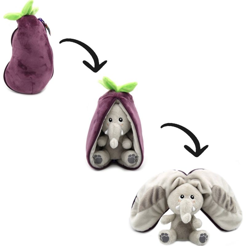 Peluche Les Flipetz Velvet l'éléphant-aubergine Les Déglingos Produit 7