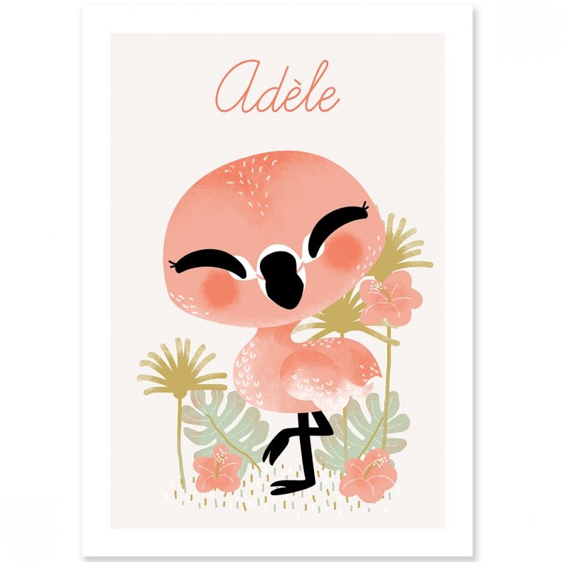 Affiche A4 les Animignons le flamant rose (personnalisable) Kanzilue