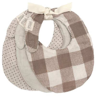 Lot de 3 bavoirs Vichy Caramel Babyshower