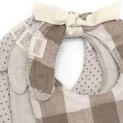 Lot de 3 bavoirs Vichy Caramel