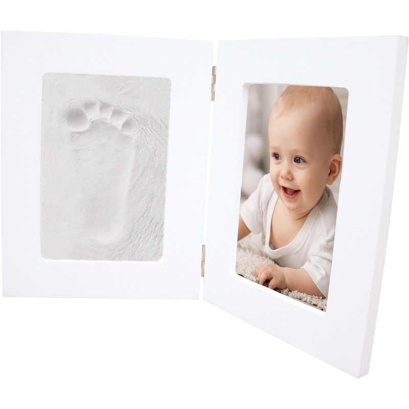 Double cadre photo empreinte blanc Happy Hands