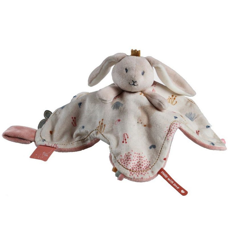 Doudou attache sucette à étiquette lapin Lina & Joy Noukie's