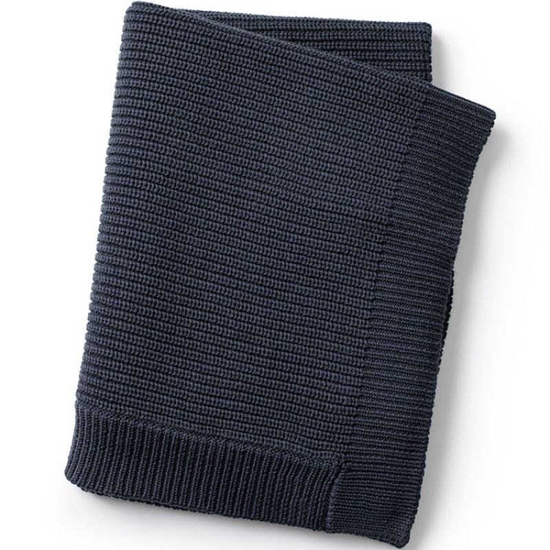 Couverture en coton et laine tricotée Juniper Blue (75 x 100 cm) Elodie Details