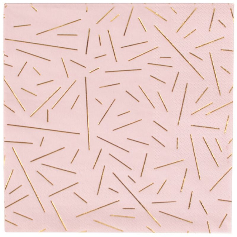 Lot de 8 serviettes en papier rose et doré My Little Day