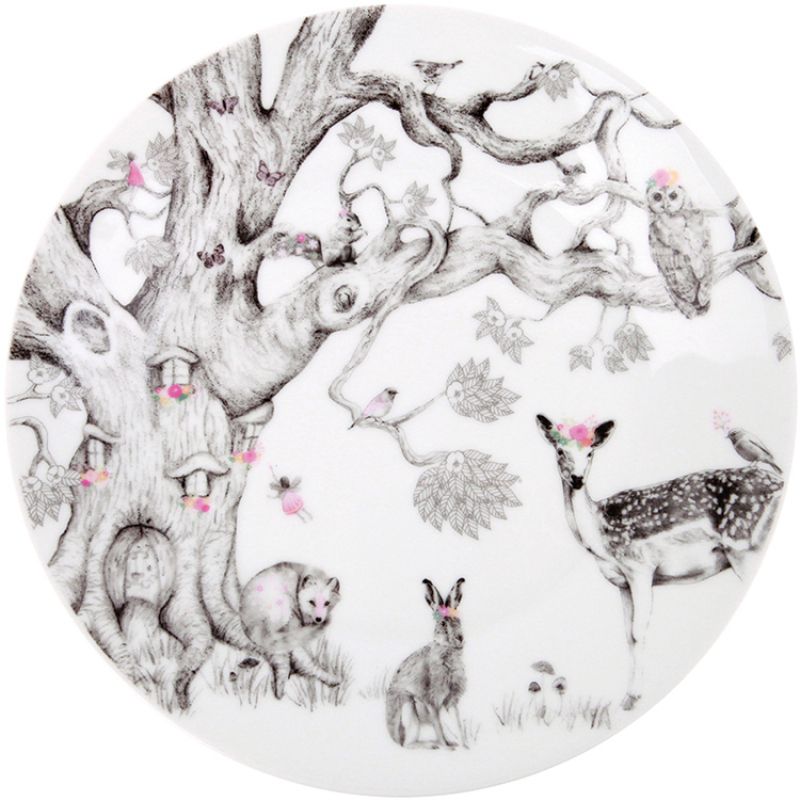Assiette en porcelaine avec ventouse Forêt enchantée Love Maé