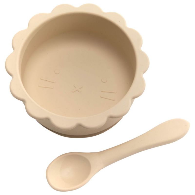 Bol ventouse + cuillère en silicone beige Amadeus Les Petits