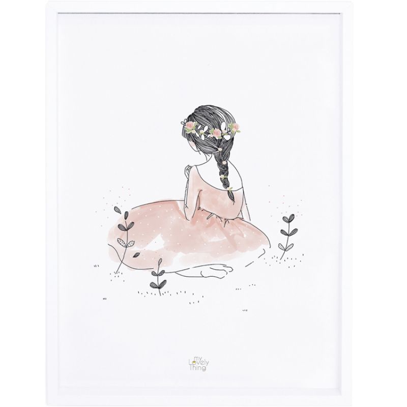 Affiche encadrée fillette dans un champ My lovely thing (30 x 40 cm) Lilipinso
