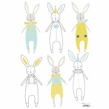 Stickers A3 lapins garçon Sweet Bunnies by Flora Waycott (29,7 x 42 cm)  par Lilipinso