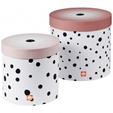 Lot de 2 boîtes de rangement rondes Happy Dots pois rose  par Done by Deer