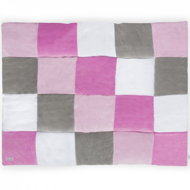 Tapis de jeu patchwork rose et gris (100 x 140 cm) Jollein